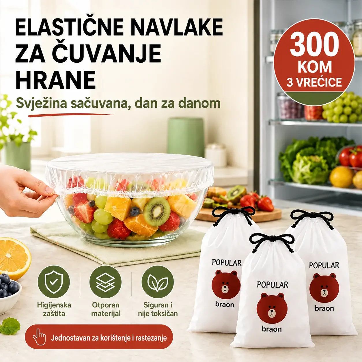 🔥(300 jedinica)🍽️Iznimno velika, debela, antibakterijska plastična vrećica prehrambene kvalitete
