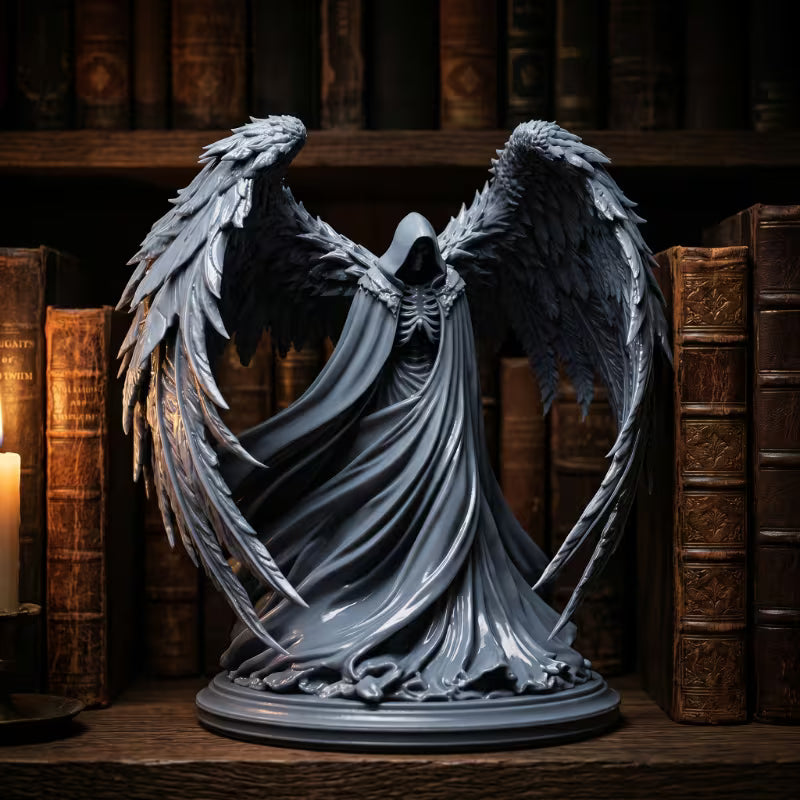 🪽Ángel caído, figura en miniatura de alta precisión; fabricada en resina gris; modelo sin pintar (apto para pintar); incluye peana.