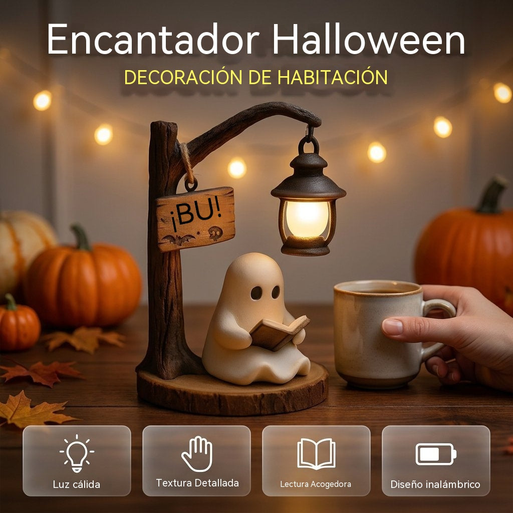 👻Mini figura de Halloween de un fantasma leyendo