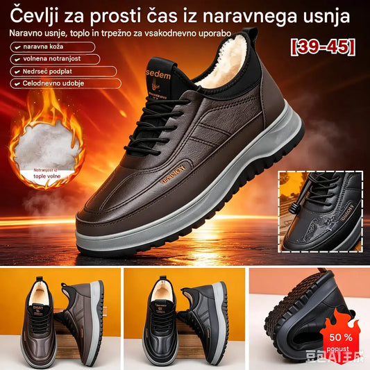 ⛄🔥【39-45】Moški zimski športni čevlji za prosti čas iz pravega usnja, vodoodporni, mehak podplat in žamet, novi modeli