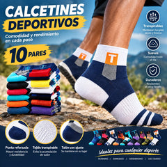 【10 pares】Calcetines deportivos transpirables, antiolores y absorbentes del sudor para hombre