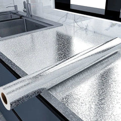 ♨️♨️【40cm*12m】 Lámina Adhesiva de Aluminio Removible – Antigrasa, Resistente al Calor y Fácil de Limpiar