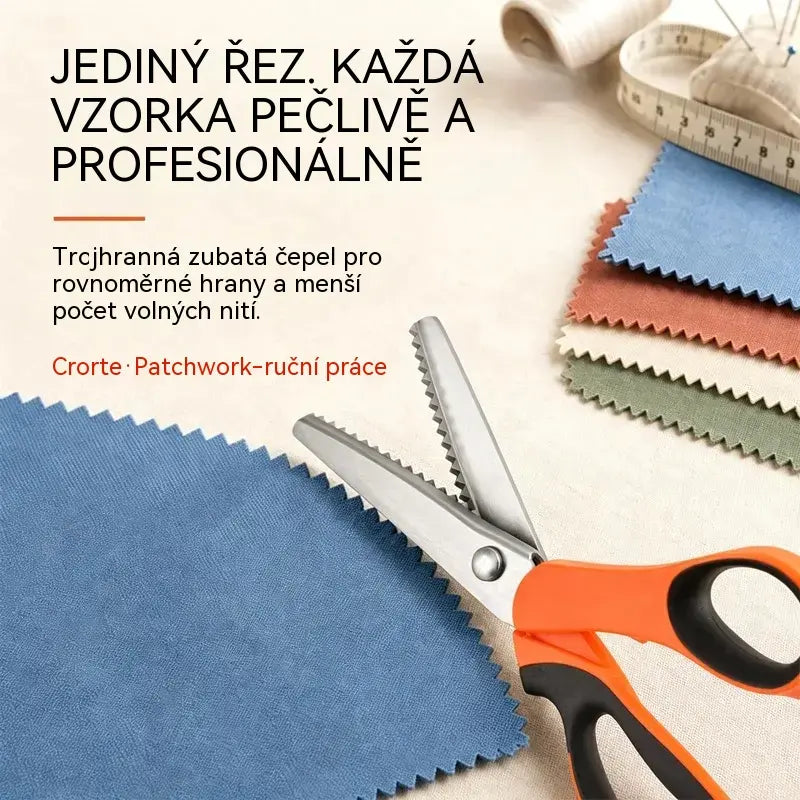 👗✂️ Krejčovské nůžky s ozdobným ostřím – Profesionální střih cik-cak a vlna | Ideální na látky, patchwork a kreativní projekty