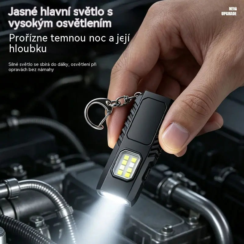 ✨🔦 Multifunkční mini LED svítilna na klíče s možností rychlého nabíjení přes USB.