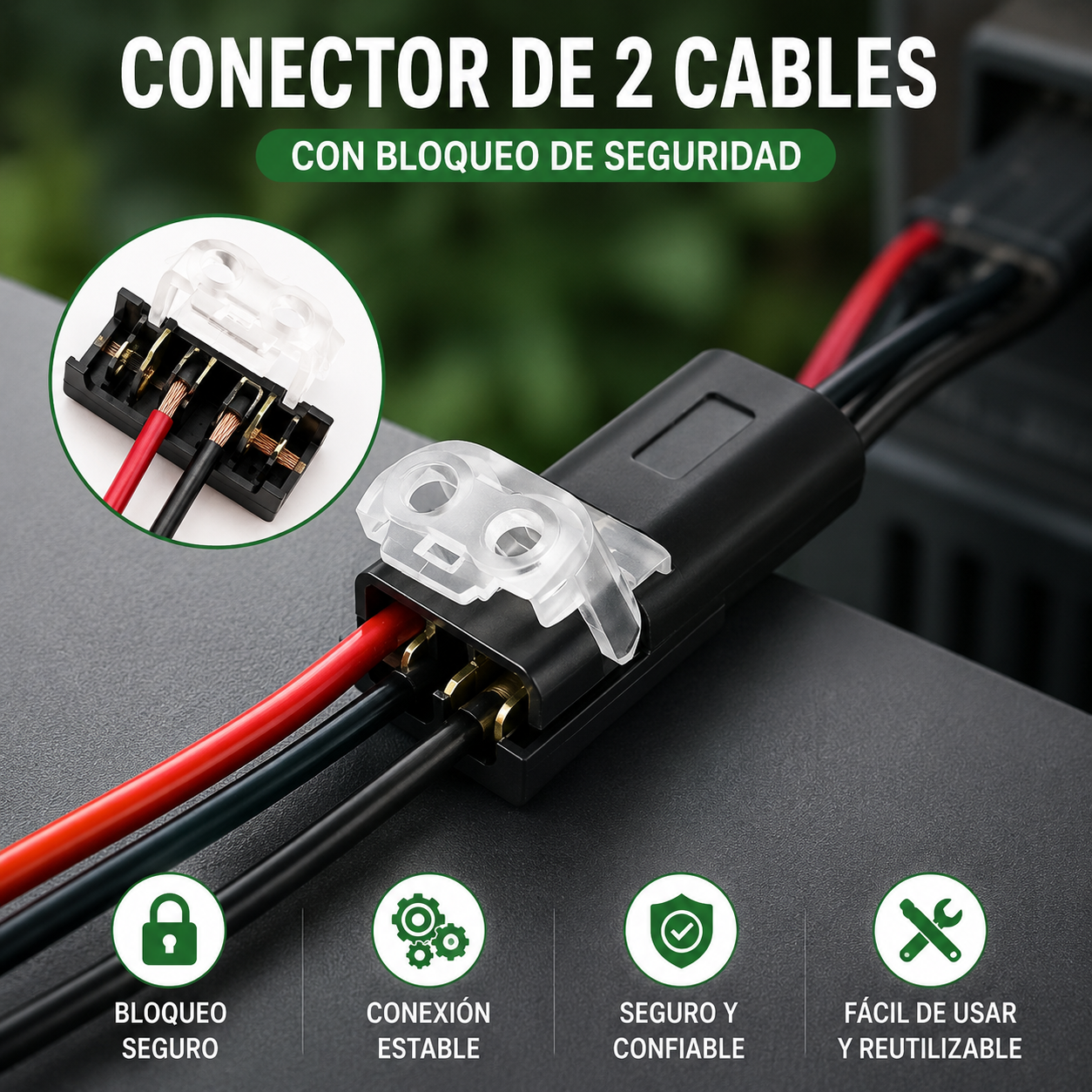 【20 piezas 24 euros】Conector enchufable de doble cable con presilla de bloqueo