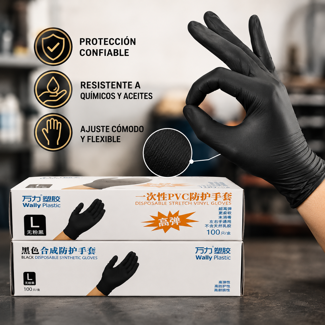 ⚡50% de descuento🎁 【100 piezas - Talla L】Guantes profesionales de nitrilo: resistentes, antideslizantes, resistentes a las manchas y a los arañazos