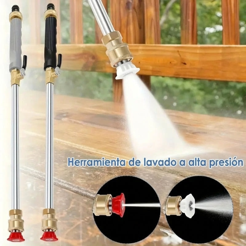 Pistola de agua de alta presión con 2 boquillas intercambiables - Aleación de aluminio resistente