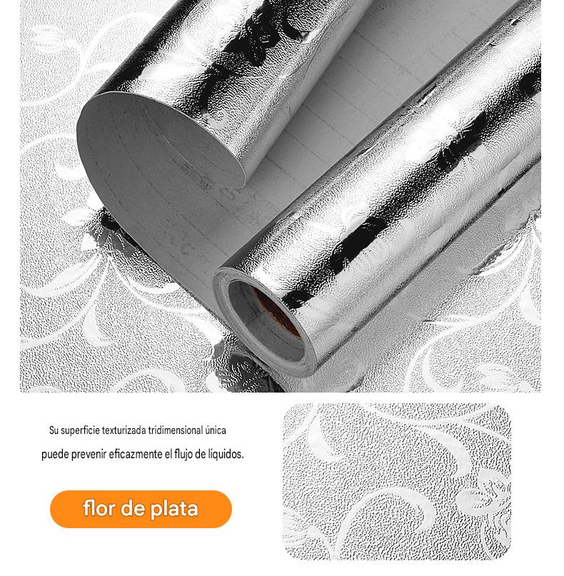 【40cm*10m】🛡️ Lámina Adhesiva de Aluminio Removible – Antigrasa, Resistente al Calor y Fácil de Limpiar