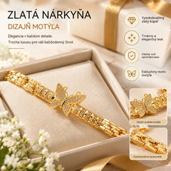 🦋 Ušetrite 50%! ✨ Náramok s motýľom z 18-karátového zlata: jemné články, elegantný povrch ✨