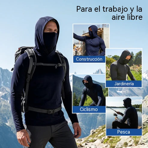 🔥🌞Sudadera con capucha ligera para hombre, secado rápido y protección UV
