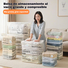 🧳【Juego de 5 piezas】💨 Bolsa de almacenamiento al vacío grande y compresible: no requiere bomba, es a prueba de fugas e ideal para ahorrar espacio en maletas y en casa ✈️