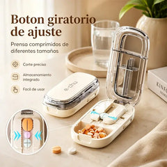 ✂️ Cortador de Pastillas Multifuncional – Divide en 2, 3 o 4 Partes, Caja Almacenadora Portátil 💊