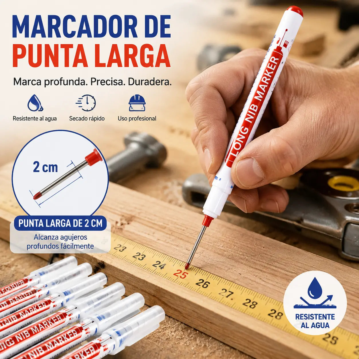 🔥【10 piezas】Marcador de agujeros profundos con punta de 45 mm de largo