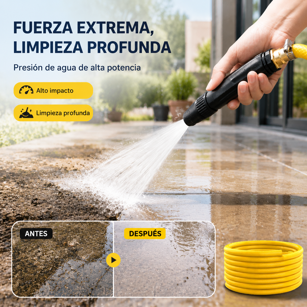 🔥Compre 1 y obtenga 1 gratis（🔥2 juego ）Último día con 55% de descuento: Pistola pulverizadora de alta presión para uso doméstico