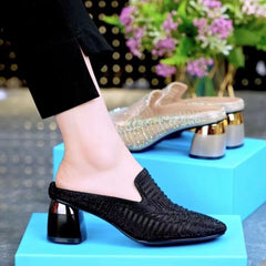 【tamaño：35-40】Nuevas zapatillas informales de tacón alto de malla