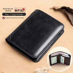 🔥【Compra 1 y llévate 1 gratis】👝✨ Nueva cartera para hombre de piel auténtica con protección antirrobo.