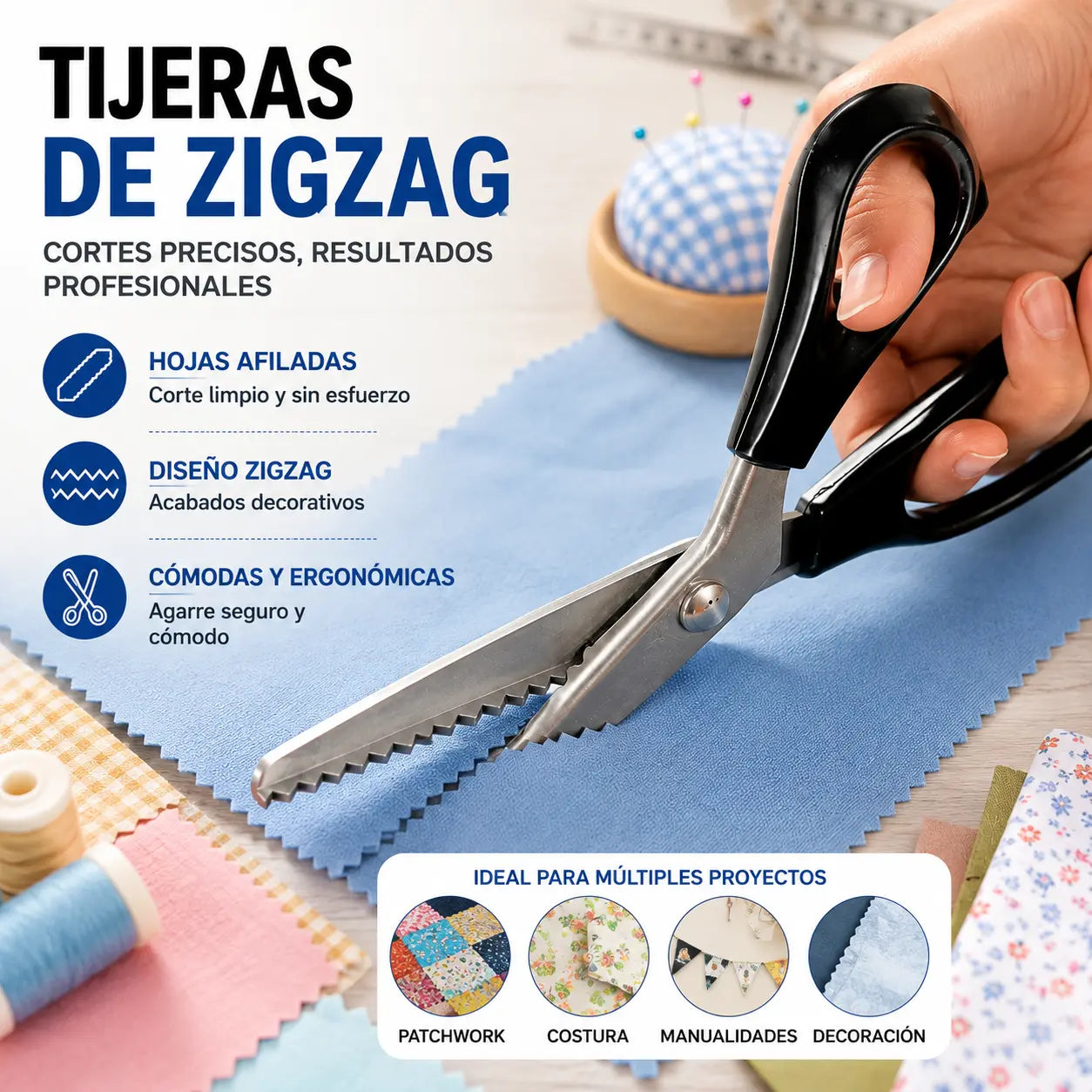 🔥✂️ Tijeras dentadas para tela, disponibles en 5 tamaños.