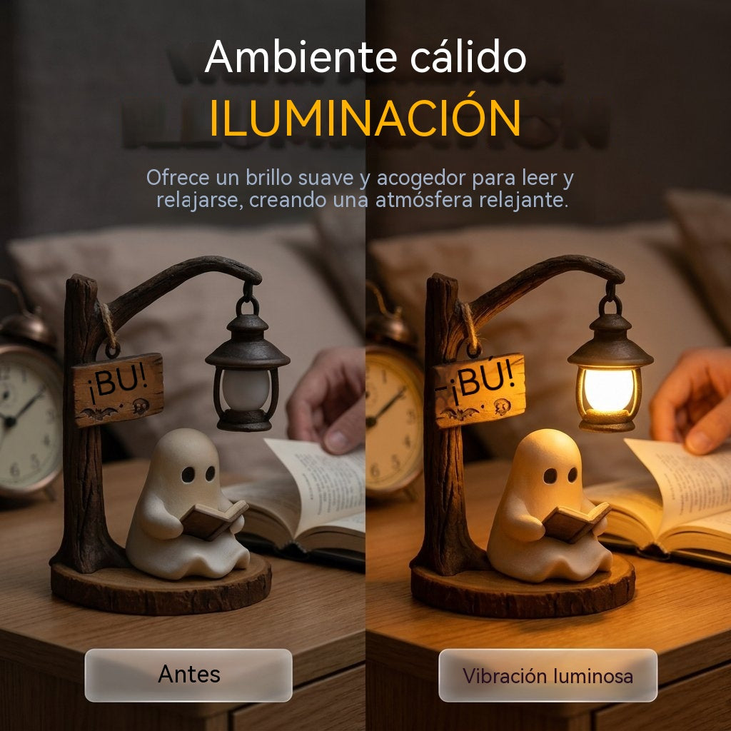 👻Mini figura de Halloween de un fantasma leyendo