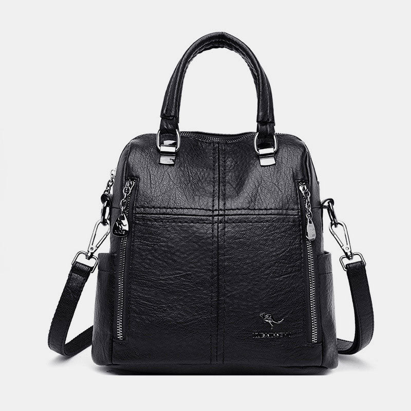 🎒🌟【Elegante y a la moda】Mochila/bolso cruzado de cuero multifuncional de gran capacidad🐾