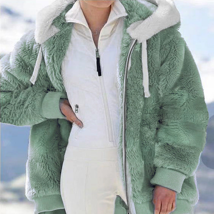 ☃️Descuento por tiempo limitado 39%❄️【S-5XL】Chaqueta de rayas contrastantes de felpa gruesa para mujer 2025