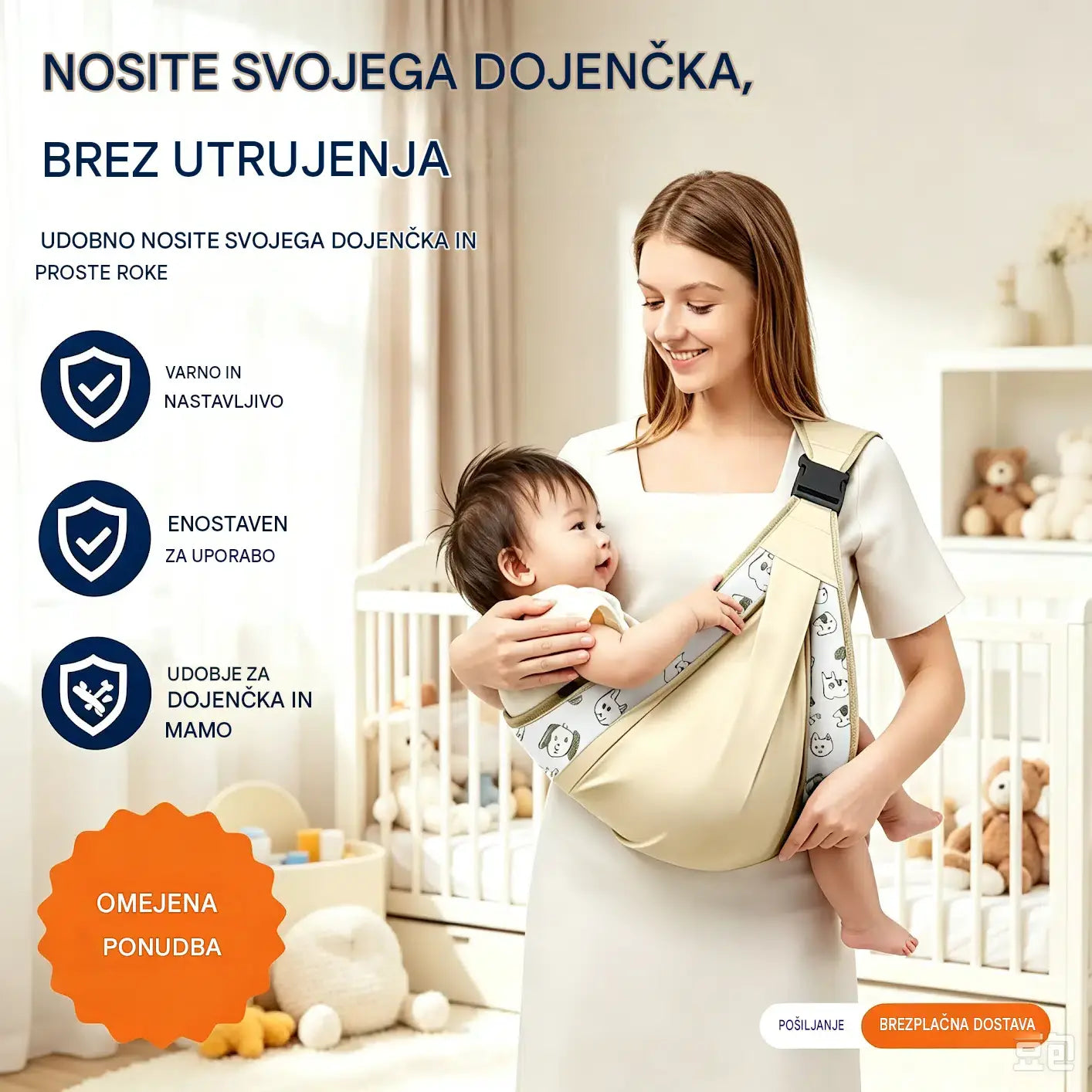 🎉 Prodanih več kot 50.000 enot! 👶 Zračna nosilka za dojenčke 4 v 1: omogoča nošenje dojenčka spredaj ali na hrbtu, obrnjenega navznoter ali navzven, udobna za dojenčke od 0 do 36 mesecev. 💞✨