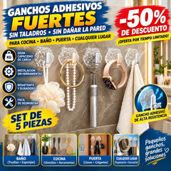 【10 piezas】🛁🚪Gancho con ventosa: soporte adhesivo resistente y antiadherente.🏡
