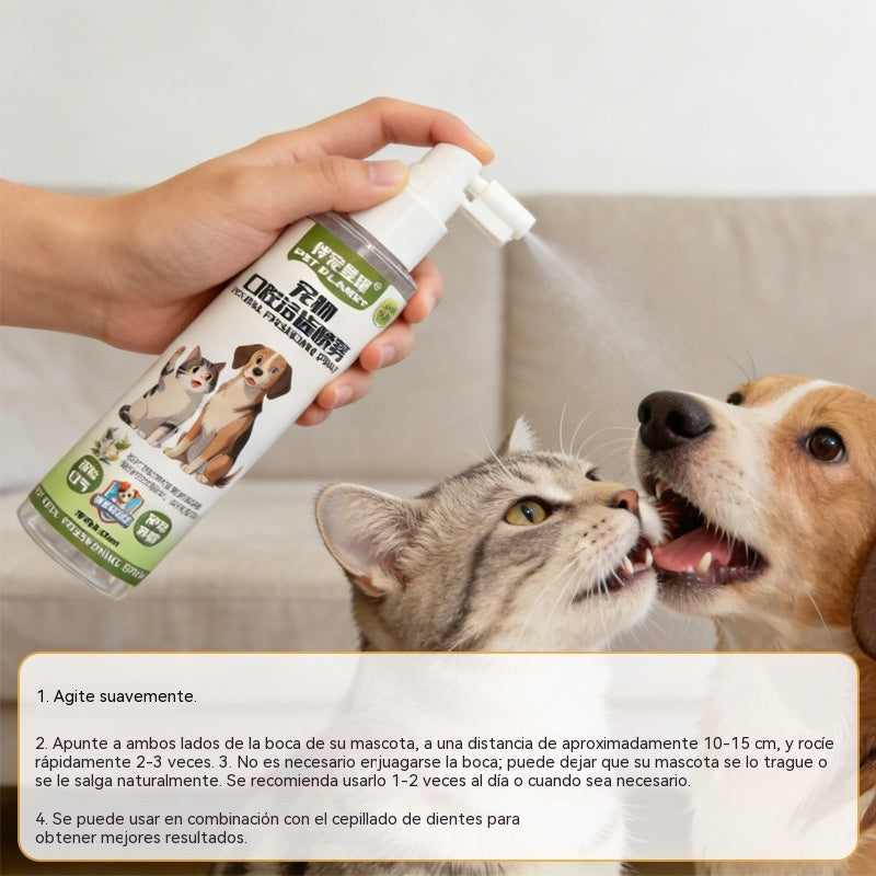 🐶【2 artículos por 27 euros】🐱El spray de higiene bucal para mascotas puede refrescar el aliento y eliminar el amarillamiento y el sarro de los dientes.