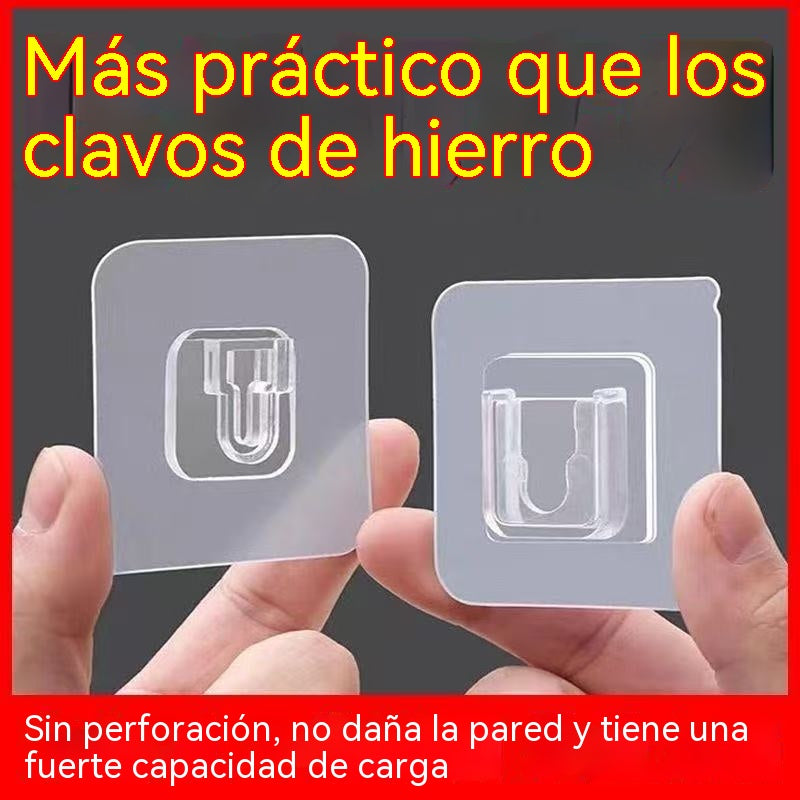 【30 pares】Clip sin taladrar, gancho adhesivo impermeable, gancho transparente