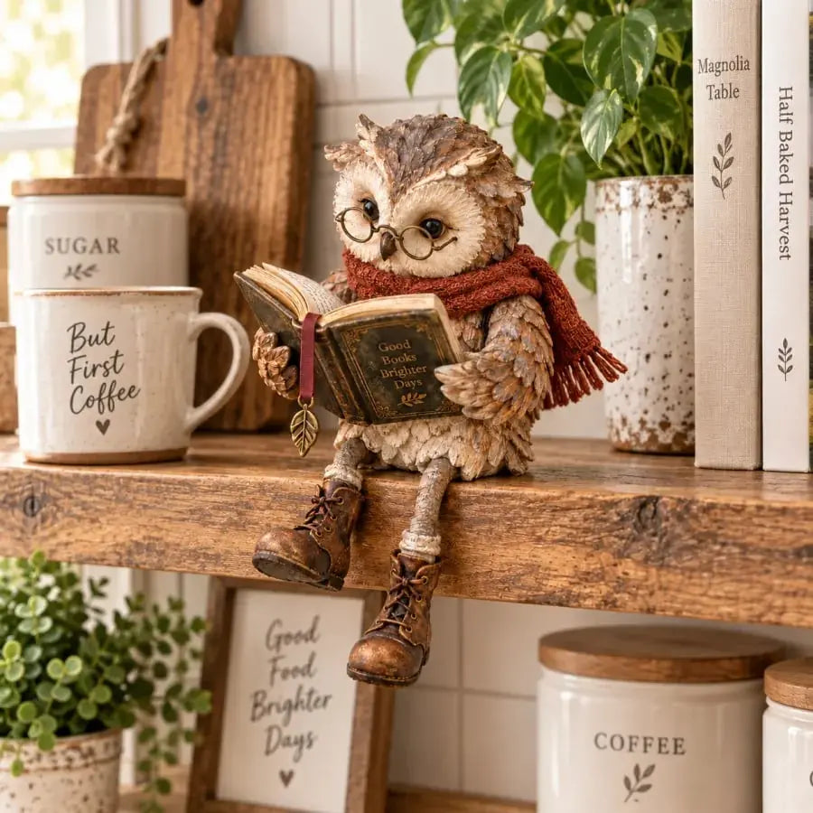 💥 ¡50 % de descuento por tiempo limitado! 🦉 Adorable figura de búho lector