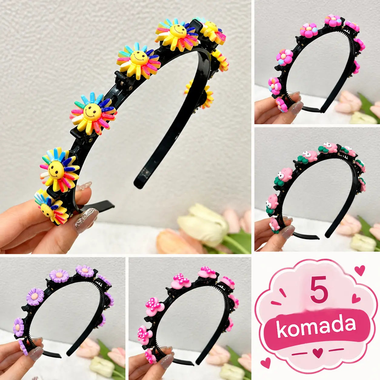 👑【5 komada】Štapići, kopče i pletene vrpce za djevojčice