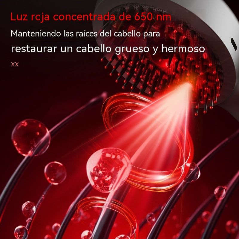 💆‍♀️Peine eléctrico de masaje con luz roja, peine para desenredar y alisar el cabello con aceite de masaje.