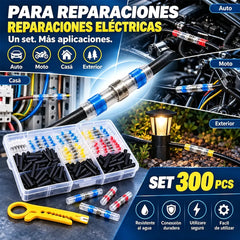 🔌 Kit de 300 Conectores Termorretráctiles con Soldadura | Terminales Impermeables Aislados para Cables | Automotriz y Hogar ⚡