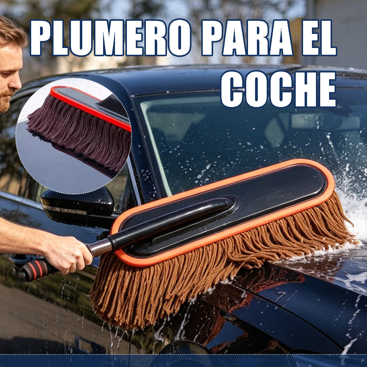Plumero para auto con mango telescópico extensible