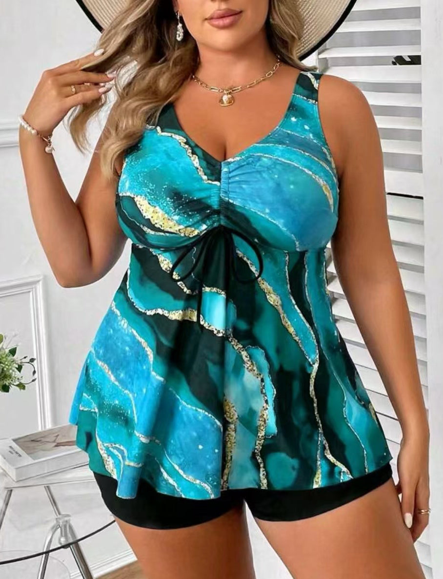 🏖️👙🌴【S-5XL】Costum de baie elegant, mărime plus, cu imprimeu