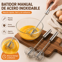 【 Conjunto de 3 piezas】Batidor de huevos semiautomático de acero inoxidable