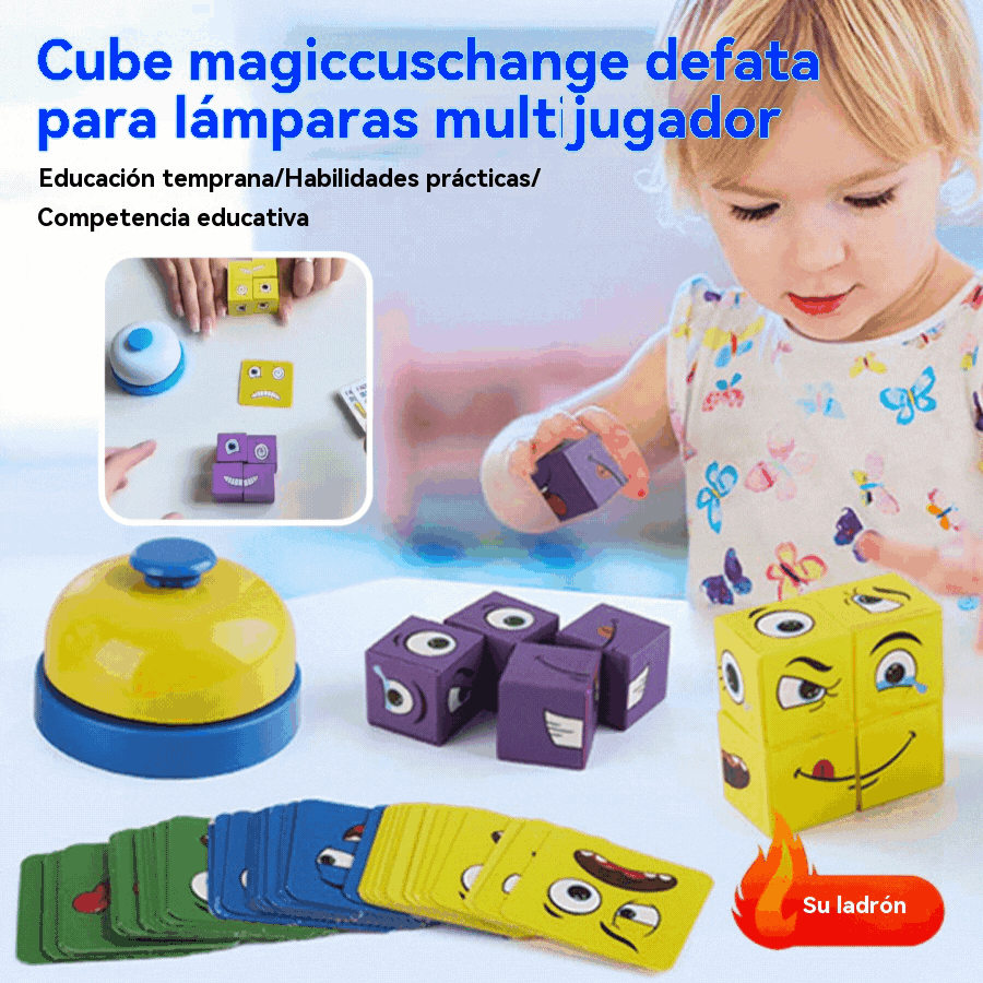 🔥✨【Oferta por tiempo limitado】juguete de bloques de rompecabezas de cubo de Rubik que cambia de cara de madera