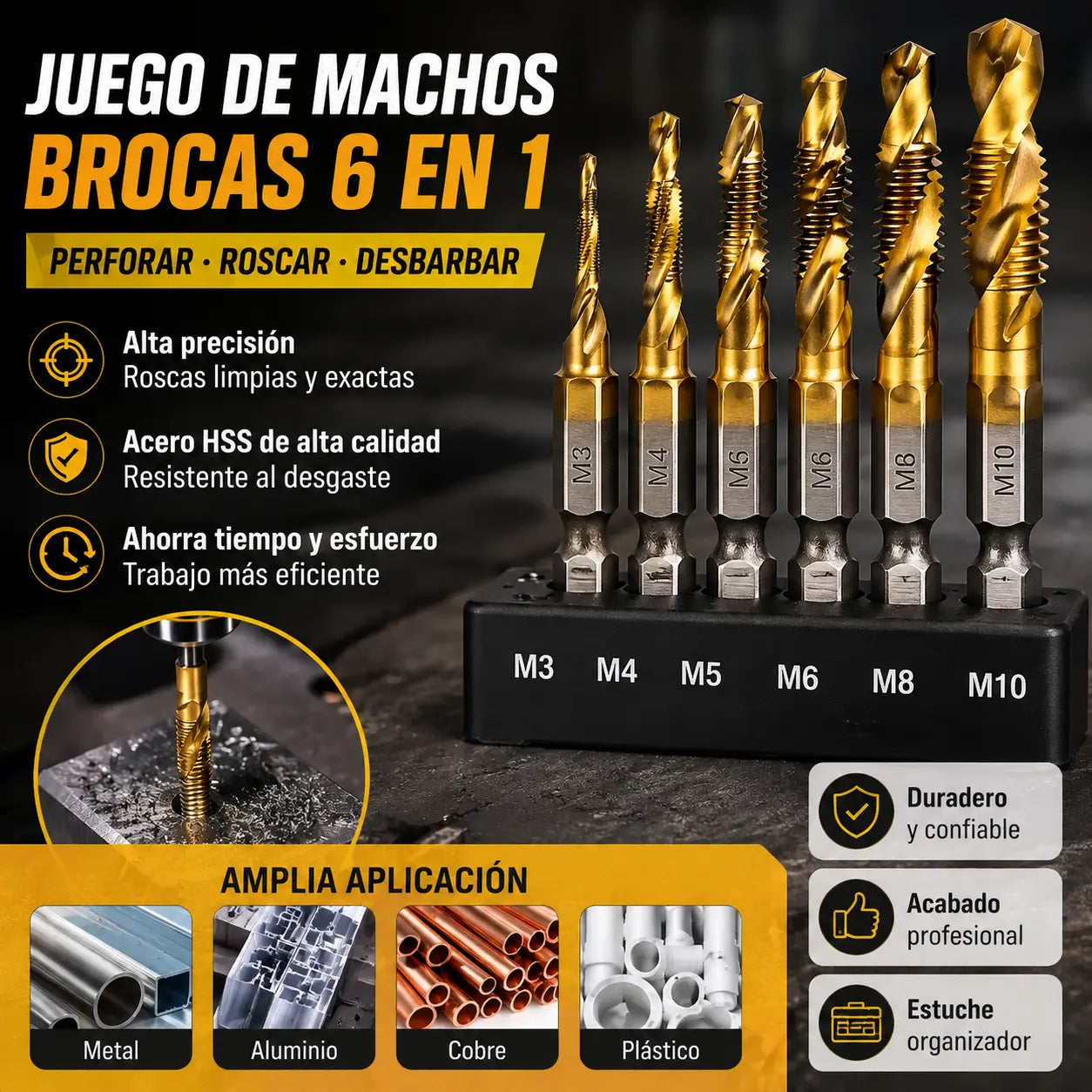 🔥【Compra 6 y obten 6 gratis（12 piezas）】🧰🔩 Juego de brocas multiusos