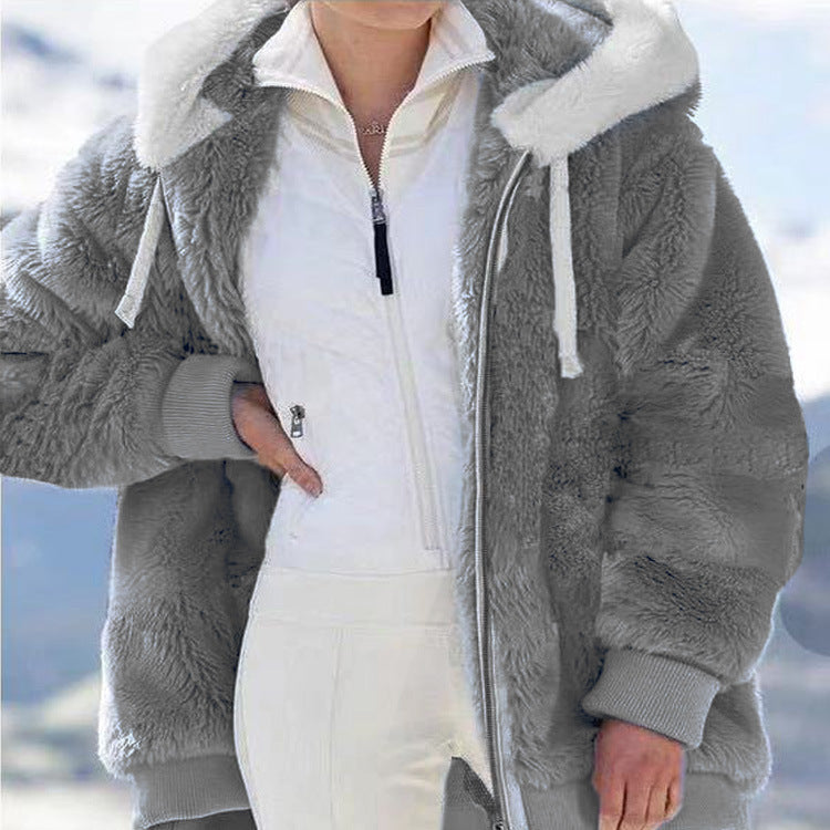 ☃️Descuento por tiempo limitado 39%❄️【S-5XL】Chaqueta de rayas contrastantes de felpa gruesa para mujer 2025
