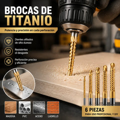 【Juego de 6 piezas】⚙️ Juego de brocas helicoidales: fabricadas en acero rápido, con recubrimiento de titanio y aptas para diversos materiales 🧰