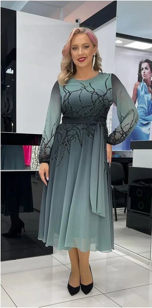 👗✨【S-5XL】🔥Luksus Rhinestone värvitud sifonist seelik🔥Sobib ametlikeks sündmusteks