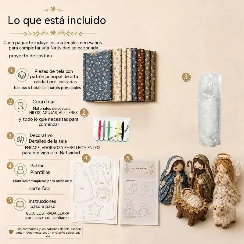 ✨ Kit de costura para hacer un belén de patchwork (incluye materiales de costura)