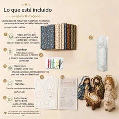 ✨ Kit de costura para hacer un belén de patchwork (incluye materiales de costura)