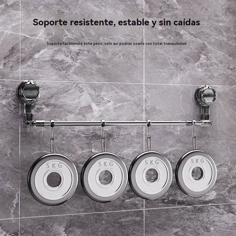 🚿✨ Barra de toalla con ventosa ajustable: no requiere perforar, no daña y tiene un agarre cómodo.