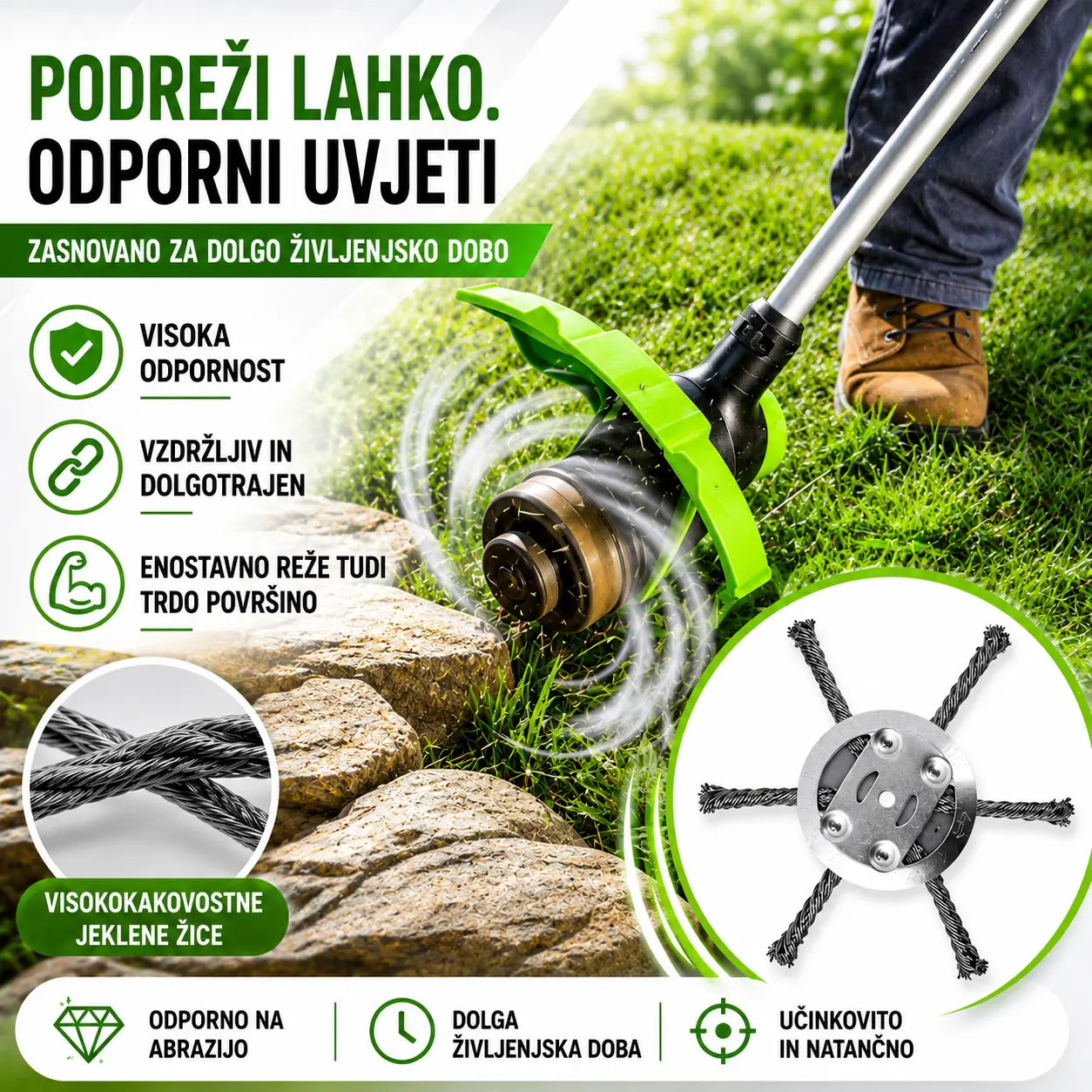 🔥✨【Kupite 1, dobite 1 gratis: 2 kosa】🔥 Zamenljiva rezalna glava za kosilnico/obrezovalnik grmovja - Jeklena rezalna glava za košnjo trave 🌿✂️⚙️