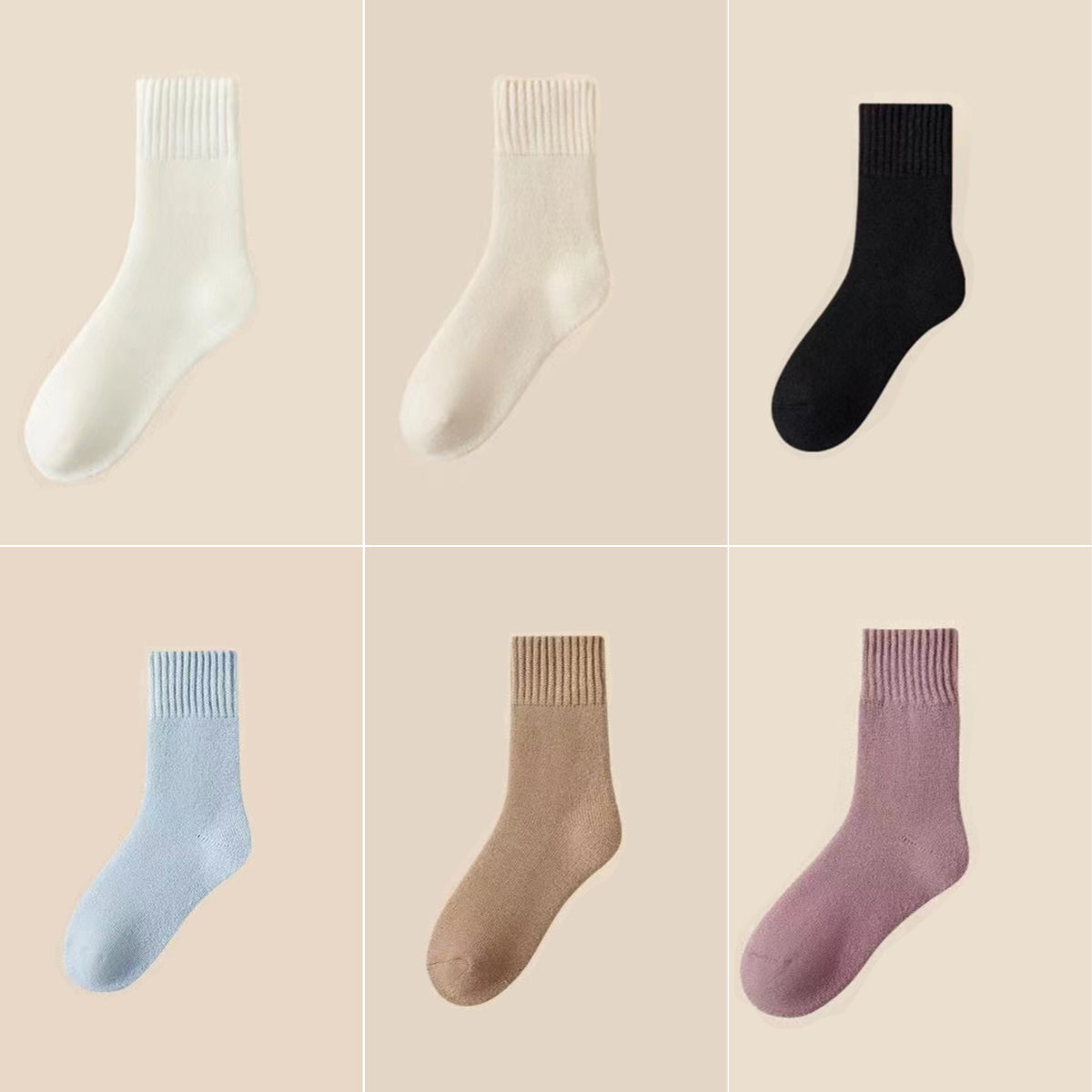 🔥【6 pares】🧦Calcetines de lana gruesos y cálidos para el invierno, súper gruesos y cálidos, elásticos, talla 35-42