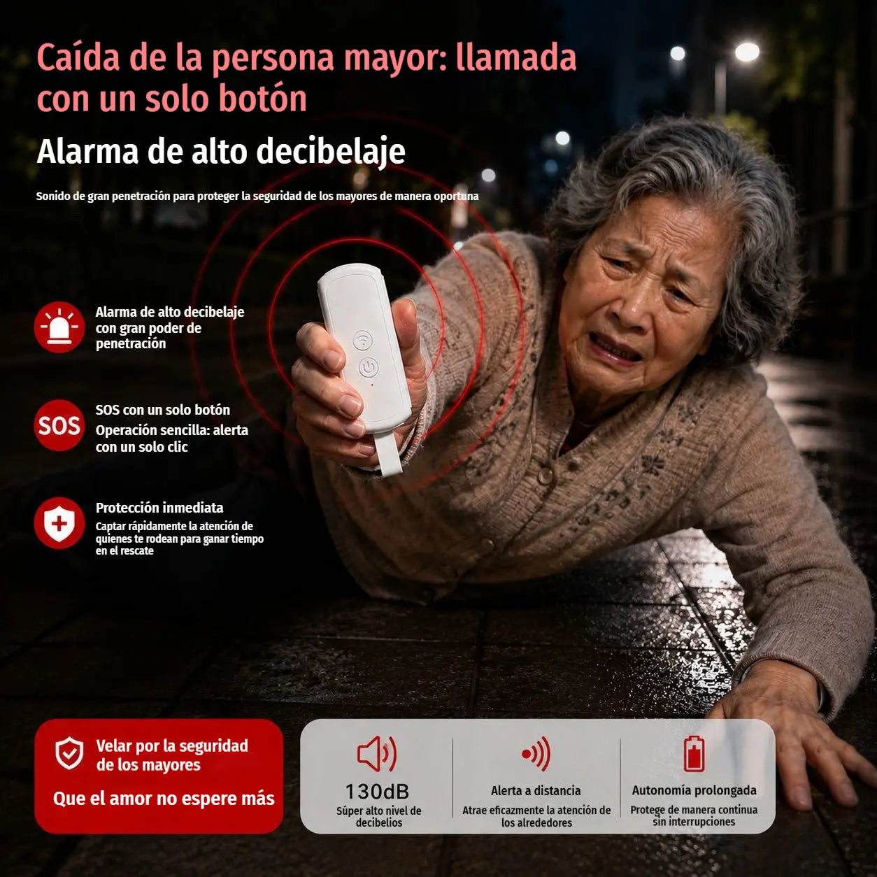 🚨🔦 Llavero de Alarma de Seguridad Personal 130dB | Sirena de Emergencia con Modo por Vibración, Linterna Recargable y Luz Estroboscópica | Para Mujeres, Mayores, Viajes y Hoteles 🛡️