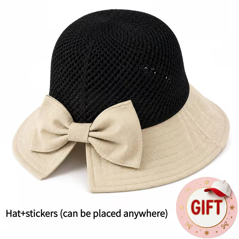 👒Compra uno y llévate otro gratis✨ Sombrero de sol de ala ancha con lazo para mujer – Plegable, protección 360° 🎀
