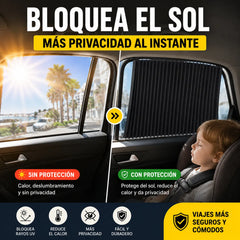 【Juego de 4 piezas】Cortina parasol con riel deslizante para ventana de coche y aislamiento térmico