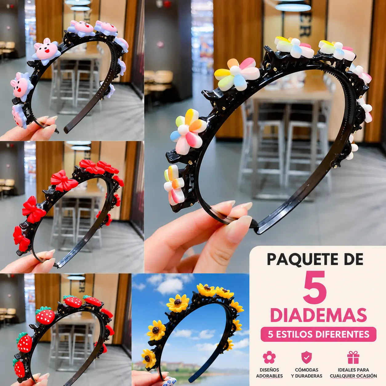 🔥¡50% de descuento!👑【5 piezas】Palitos, pinzas y cintas trenzadas para niñas