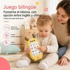 🎁2 piezas 25 euro🎨 Teléfono de juguete para bebés con diseño de ciervo: smartphone de simulación educativo bilingüe con música y cuentos para niños pequeños.